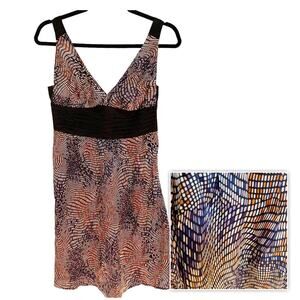 Rachel Mara Geo Confetti Print 100% Silk Double V Tank Style Dress Size 4